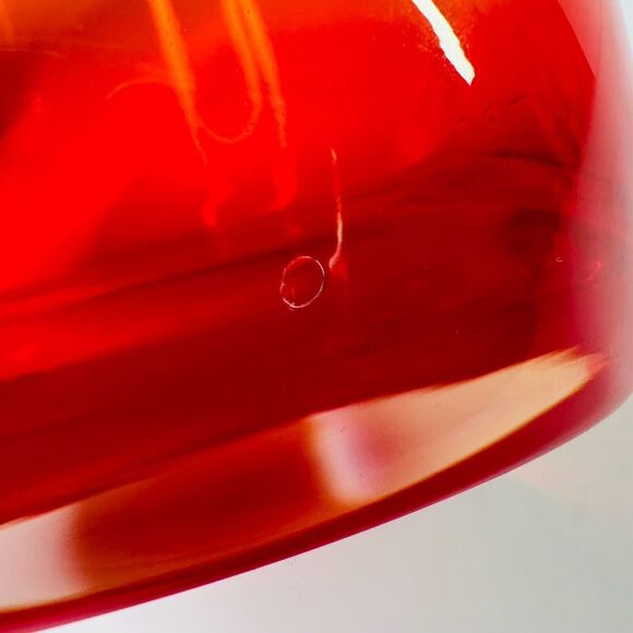 Clear Red Base Art Glass Pitcher Barware Cocktail Party Water Heavy READ - Picture 12 of 13